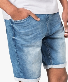 bermuda homme en jean a taille elastiquee gris8534501_2