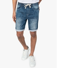 bermuda homme en jean a taille elastiquee bleu8534601_1