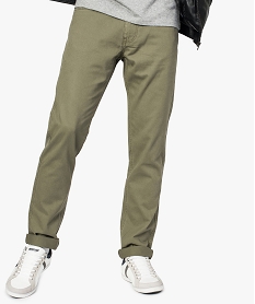 pantalon homme 5 poches coupe regular en toile unie vert pantalons de costume8534801_1
