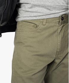 pantalon homme 5 poches coupe regular en toile unie vert8534801_2
