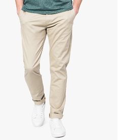 GEMO Pantalon homme chino coupe slim Beige