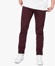 GEMO Pantalon homme chino coupe slim Rouge