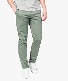 GEMO Pantalon homme chino coupe slim Vert