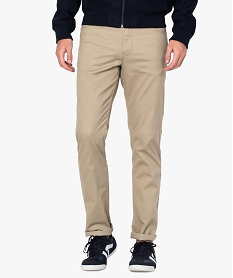 pantalon homme droit en stretch a motifs ton sur ton beige8535801_1