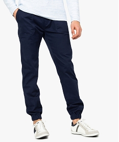 pantalon homme en toile unie resserre dans le bas bleu8536701_1