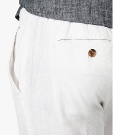 pantalon homme straight en lin melange a taille elastiquee blanc8537001_2