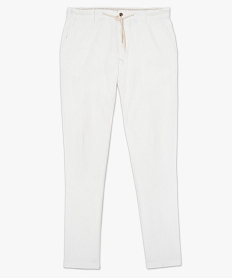 pantalon homme straight en lin melange a taille elastiquee blanc8537001_4