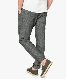 pantalon homme straight en lin melange a taille elastiquee gris pantalons de costume8537201_3