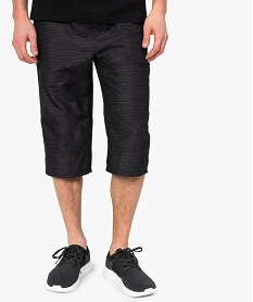 GEMO Bermuda homme avec taille élastiquée et poches zippées Noir