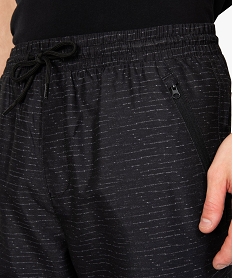 bermuda homme avec taille elastiquee et poches zippees noir shorts et bermudas8537301_2