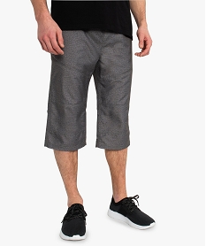 bermuda homme avec taille elastiquee et poches zippees gris shorts et bermudas8537401_1