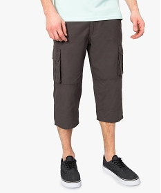 pantacourt homme en toile avec nombreuses poches gris shorts et bermudas8537501_1