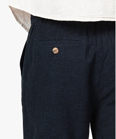 bermuda homme en lin melange a taille elastiquee bleu shorts et bermudas8537801_2
