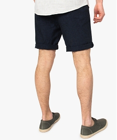 bermuda homme en lin melange a taille elastiquee bleu shorts et bermudas8537801_3