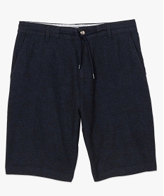 bermuda homme en lin melange a taille elastiquee bleu shorts et bermudas8537801_4
