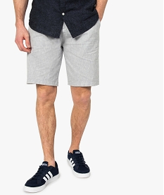 bermuda homme en lin melange a taille elastiquee gris shorts et bermudas8537901_1