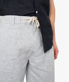 bermuda homme en lin melange a taille elastiquee gris shorts et bermudas8537901_2