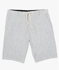 bermuda homme en lin melange a taille elastiquee gris shorts et bermudas8537901_4