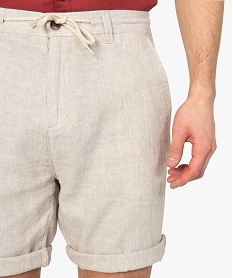 bermuda homme en lin melange a taille elastiquee brun shorts et bermudas8538001_2