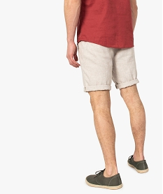 bermuda homme en lin melange a taille elastiquee brun shorts et bermudas8538001_3