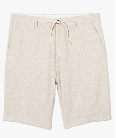 bermuda homme en lin melange a taille elastiquee brun shorts et bermudas8538001_4