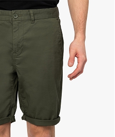 bermuda homme en toile extensible 5 poches coupe chino vert shorts et bermudas8538901_2