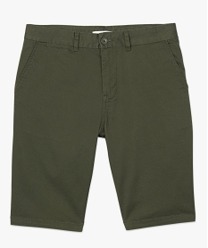 bermuda homme en toile extensible 5 poches coupe chino vert shorts et bermudas8538901_4