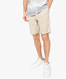 GEMO Bermuda homme en toile extensible 5 poches coupe chino Beige