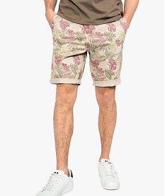 bermuda homme coupe chino imprime all over beige shorts et bermudas8539201_1