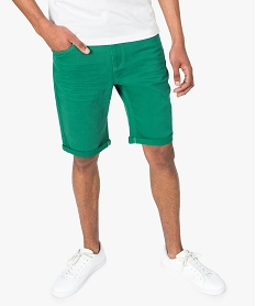 GEMO Bermuda homme en toile 5 poches Vert