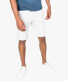 GEMO Bermuda homme en toile 5 poches Blanc