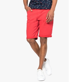 GEMO Bermuda homme en toile 5 poches Rouge