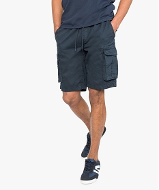 GEMO Bermuda homme taille élastiquée et poches plaquées latérales Bleu