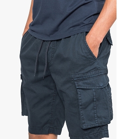 bermuda homme taille elastiquee et poches plaquees laterales bleu shorts et bermudas8539801_2