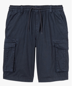 bermuda homme taille elastiquee et poches plaquees laterales bleu shorts et bermudas8539801_4