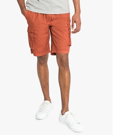 GEMO Bermuda homme taille élastiquée et poches plaquées latérales Rouge