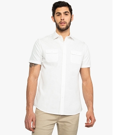 GEMO Chemise homme à manches courtes et poches poitrine Blanc