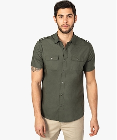 GEMO Chemise homme à manches courtes et poches poitrine Vert