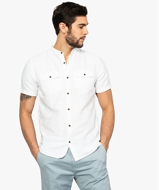 chemise homme a manches courtes et col rond blanc chemise manches courtes8541201_1