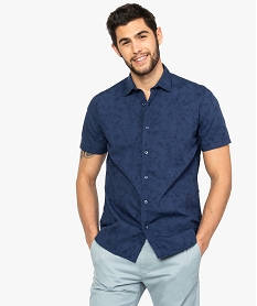 chemise homme a manches courtes et motifs fleuris bleu8541401_1