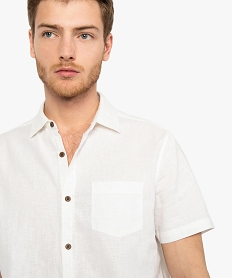 chemise homme en lin a manches courtes et boutons contrastants blanc chemise manches courtes8541501_2