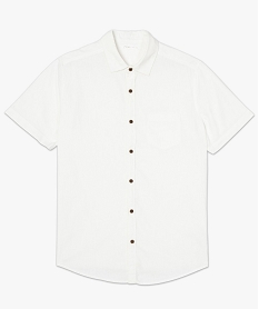chemise homme en lin a manches courtes et boutons contrastants blanc8541501_4