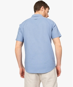 chemise homme en lin a manches courtes et boutons contrastants bleu8541601_3