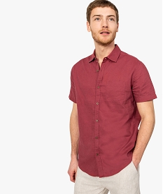 chemise homme en lin a manches courtes et boutons contrastants rouge chemise manches courtes8541701_1