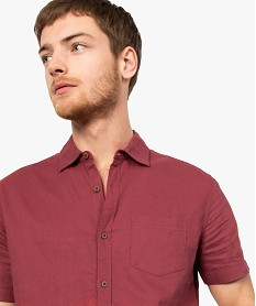 chemise homme en lin a manches courtes et boutons contrastants rouge chemise manches courtes8541701_2