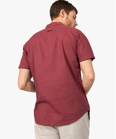 chemise homme en lin a manches courtes et boutons contrastants rouge chemise manches courtes8541701_3