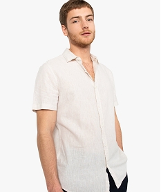 GEMO Chemise homme en lin à manches courtes Beige