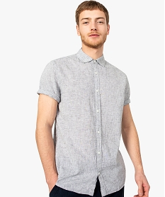 chemise homme en lin a manches courtes gris chemise manches courtes8542001_1