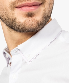 chemise homme slim fit a manches courtes et double col fantaisie blanc chemise manches courtes8542301_2