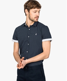 GEMO Chemise homme slim fit à manches courtes et motif pois Imprimé